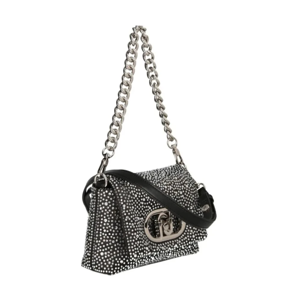 Liu Jo Puffy Satijnen Schoudertas met Strass Black Dames