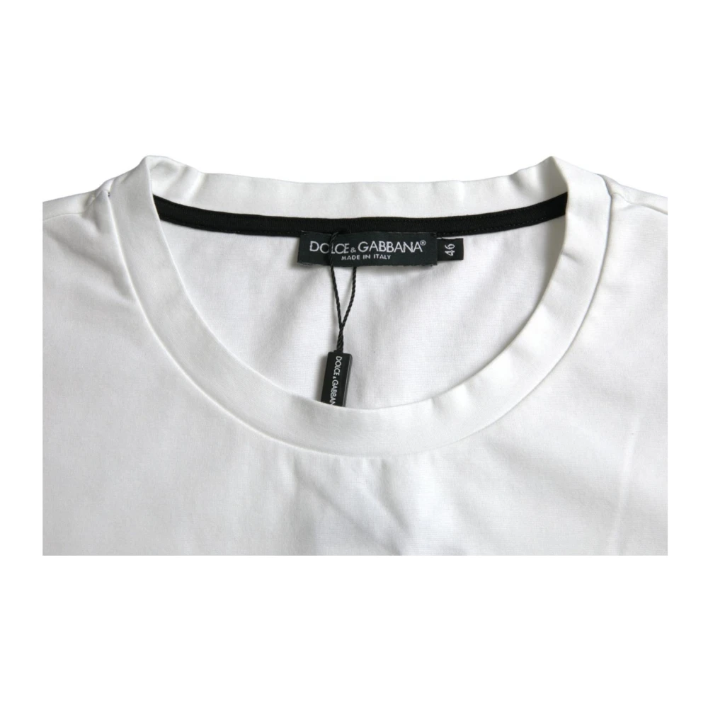 Dolce & Gabbana Lippenprint Crew Neck T-shirt White Heren