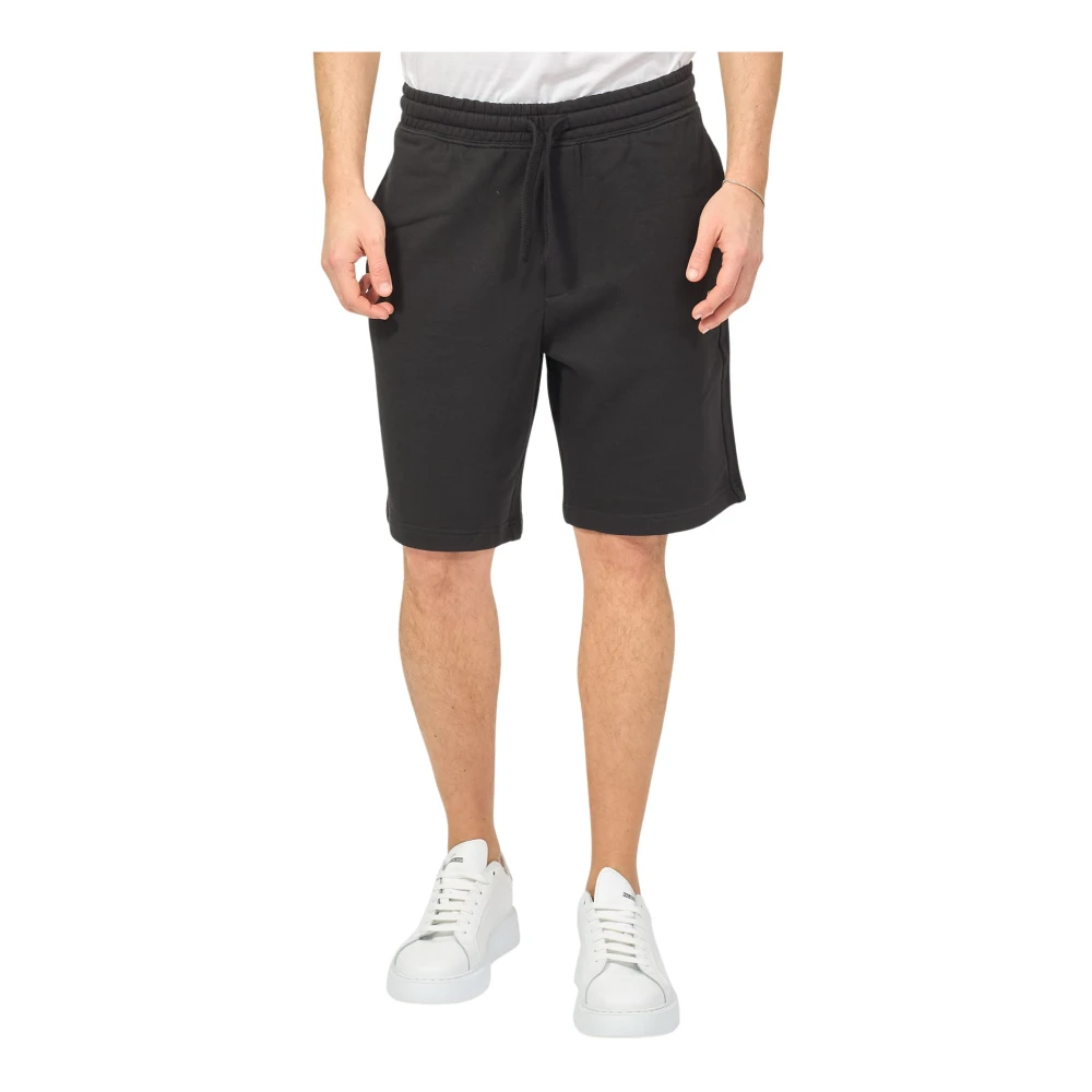 Hugo Boss Svarta Bermuda Shorts med Dragsko i Midjan Black, Herr