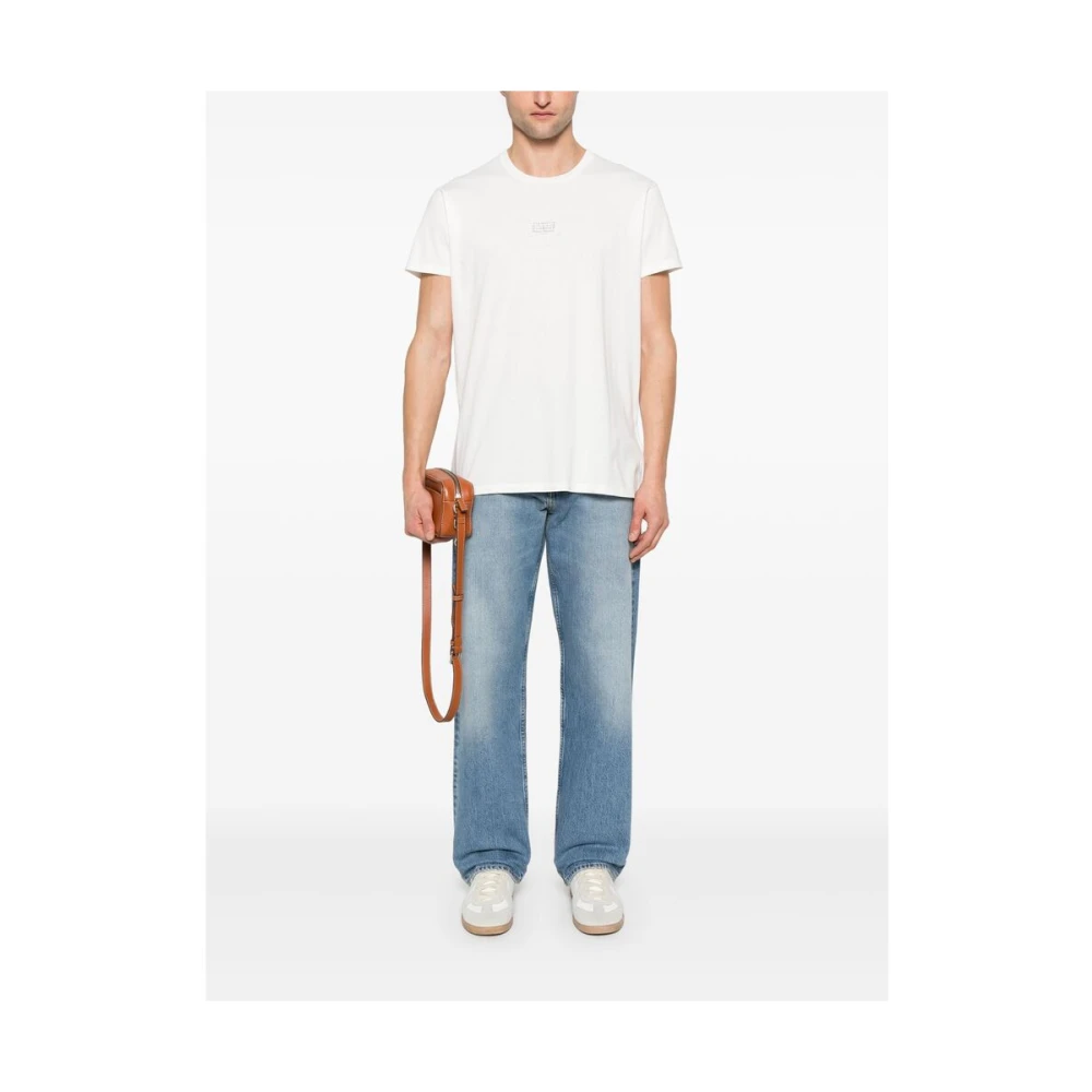 Maison Margiela Wit Handtekening Logo Ronde Hals T-shirt White Heren