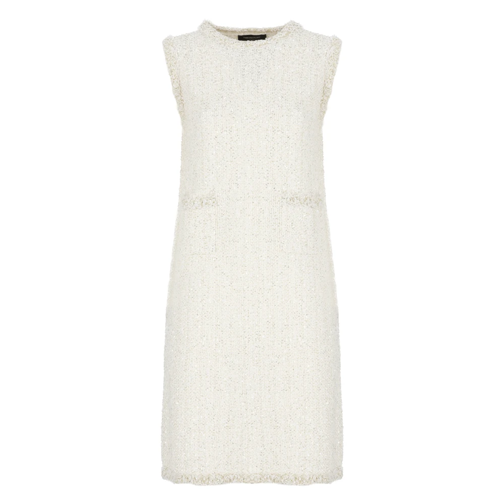Fabiana Filippi Ivoor Katoenen Jurk met Pailletten Details Beige Dames