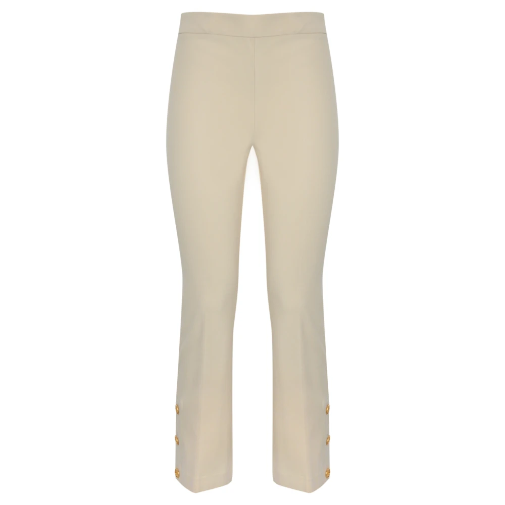 Twinset Flare Byxor med Sidoknappar Beige, Dam