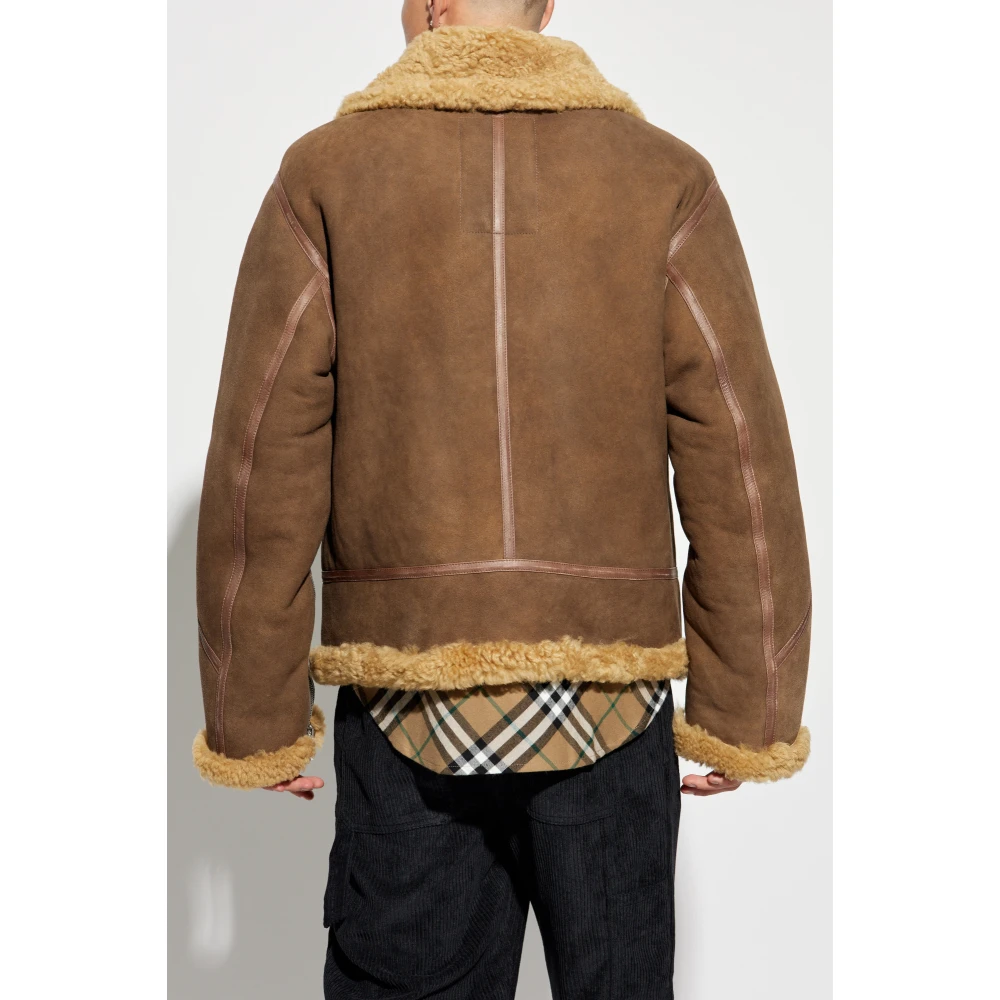 Burberry Shearling jas met zakken Brown Heren
