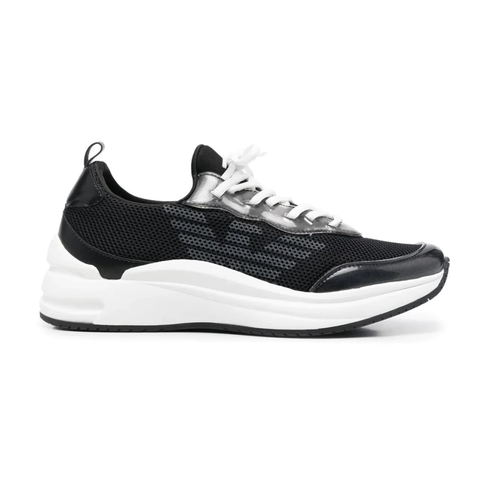 Emporio Armani Zwarte Casual Sneakers met Rubberen Zool Dames Schoenen