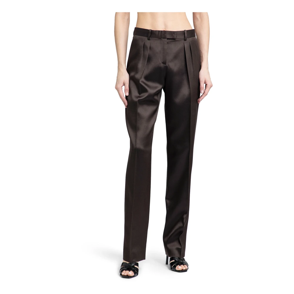 Tom Ford Donkerbruine Boot Cut Broek met Zakken Brown Dames