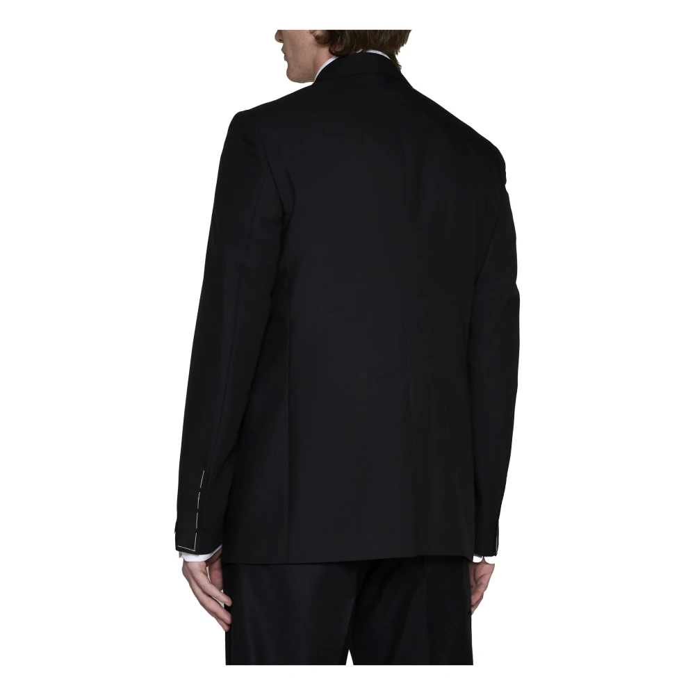 Tagliatore Zwarte Jassen met Reverskraag Black Heren