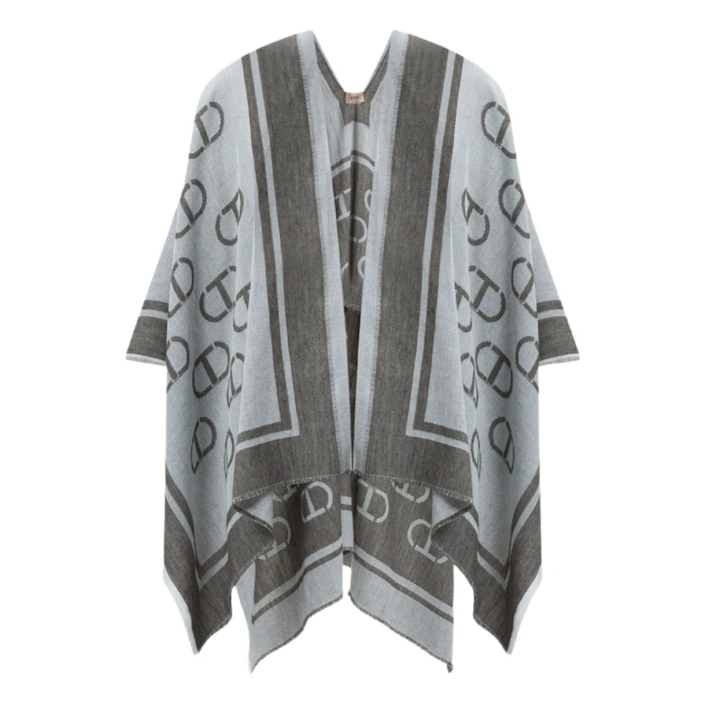 Twinset Grijze Poncho Jack met Franjes Gray Dames