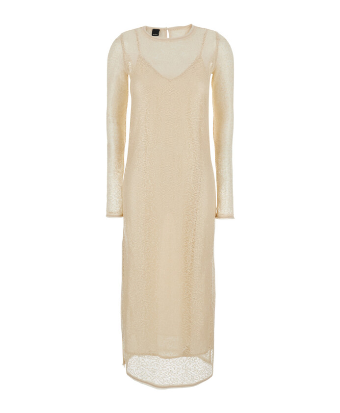 robe-longue-beige-a-col-rond-avec-fermeture-a-cle-au-dos