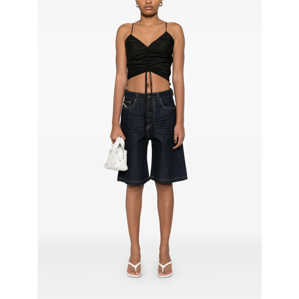 Diesel Blauwe Denim Knielange Shorts Blue Dames