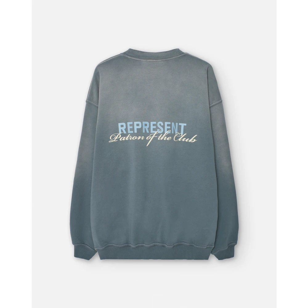 Represent Groene Sweater met Print op de Rug Gray Heren
