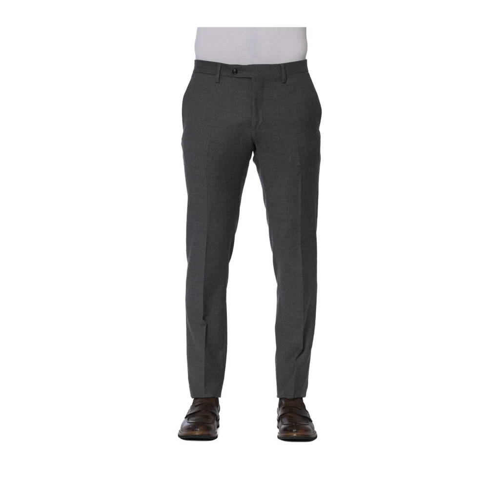 Trussardi Stijlvolle Broek met Knoop- en Ritssluiting Gray Heren