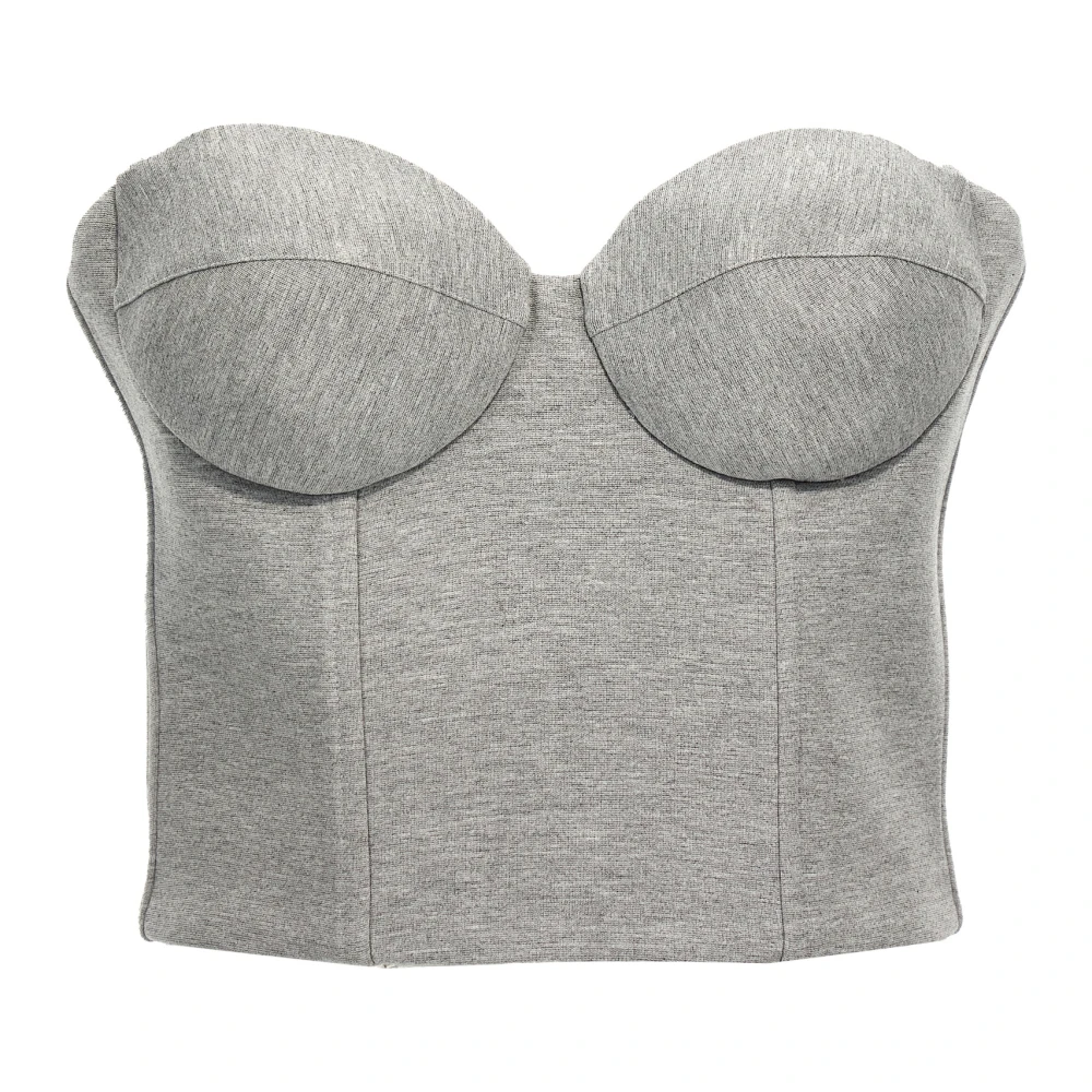 Giuseppe Di Morabito Gray Sleeveless Tops, Female, M, Cropped Bustier Top