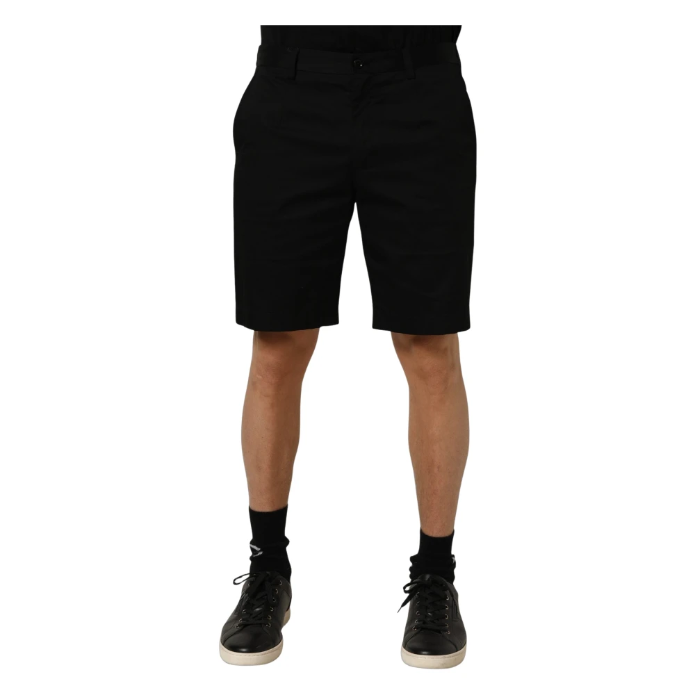 Dolce & Gabbana Black Cotton Mid Waist Men Bermuda Shorts - Male - Casual Shorts - Black - M - Shorts - Image 1