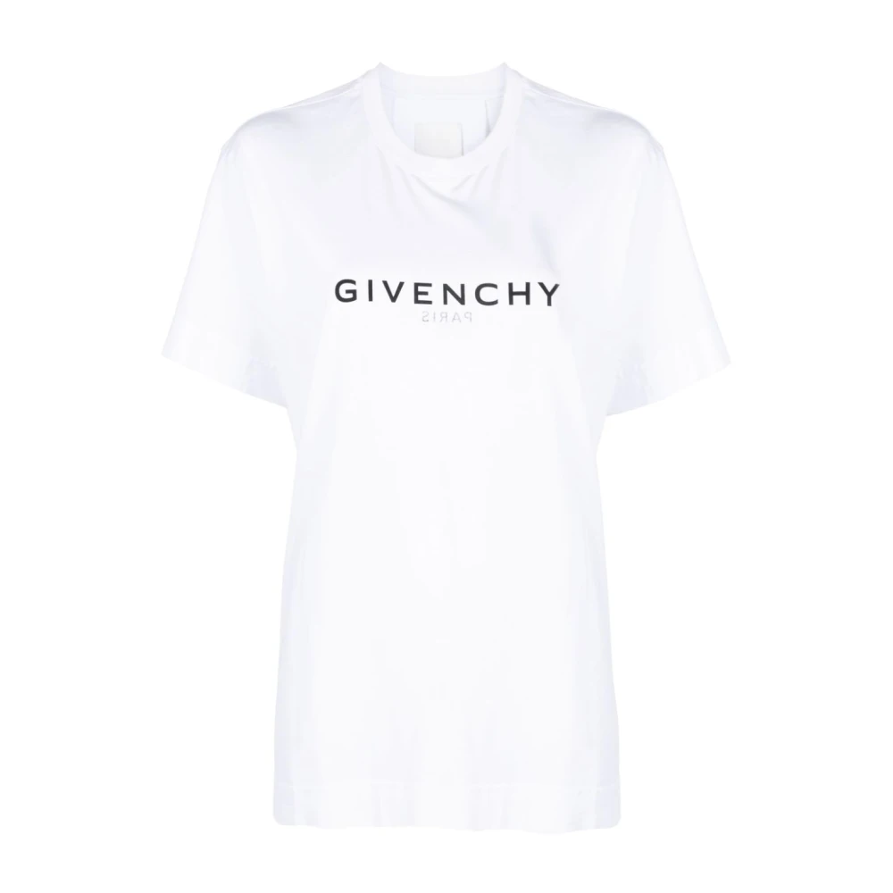 Givenchy Logo Print Crew Neck T-shirts en Polos White Dames