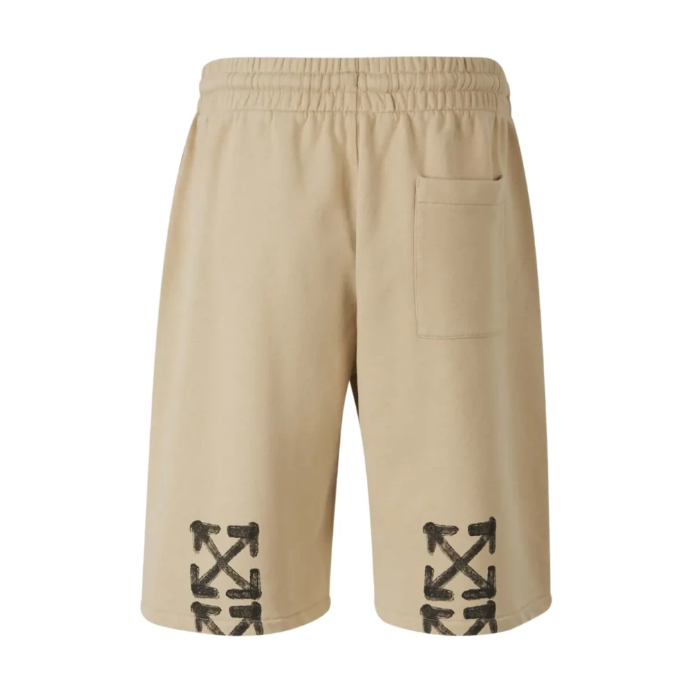 Off White Logo-print Track Shorts met Arrows Motif Beige Heren