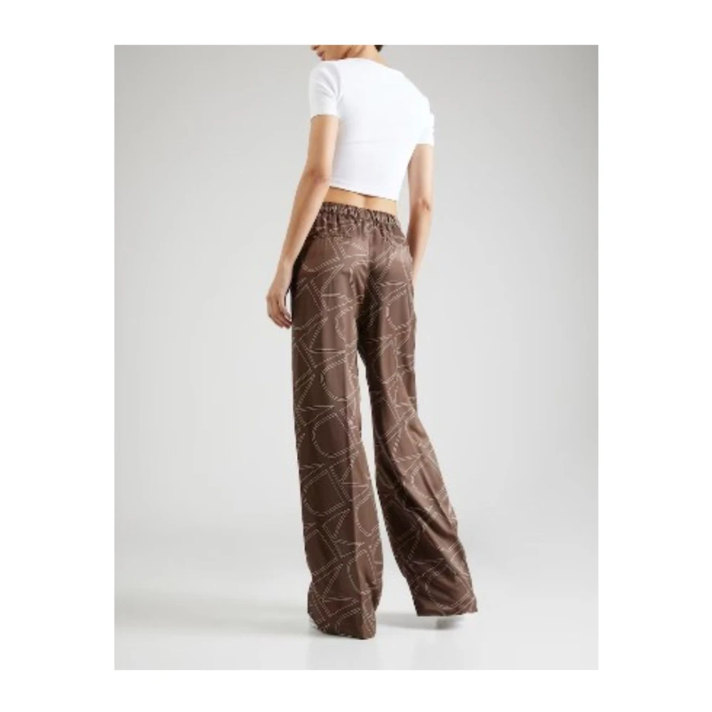 Calvin Klein Wijde pijp viscose twill broek Brown Dames