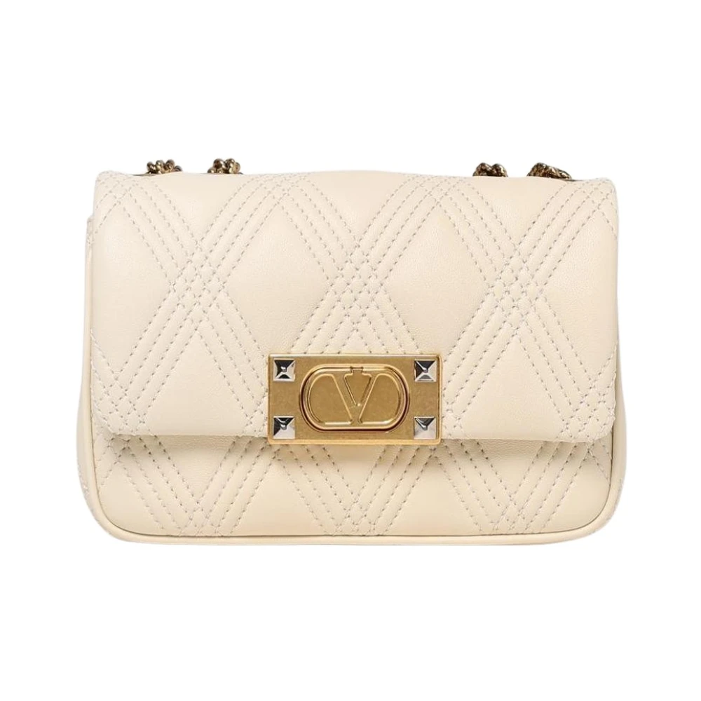 Valentino Garavani Women's Beige Quilted Leather Shoulder Bag With Diamond Pattern