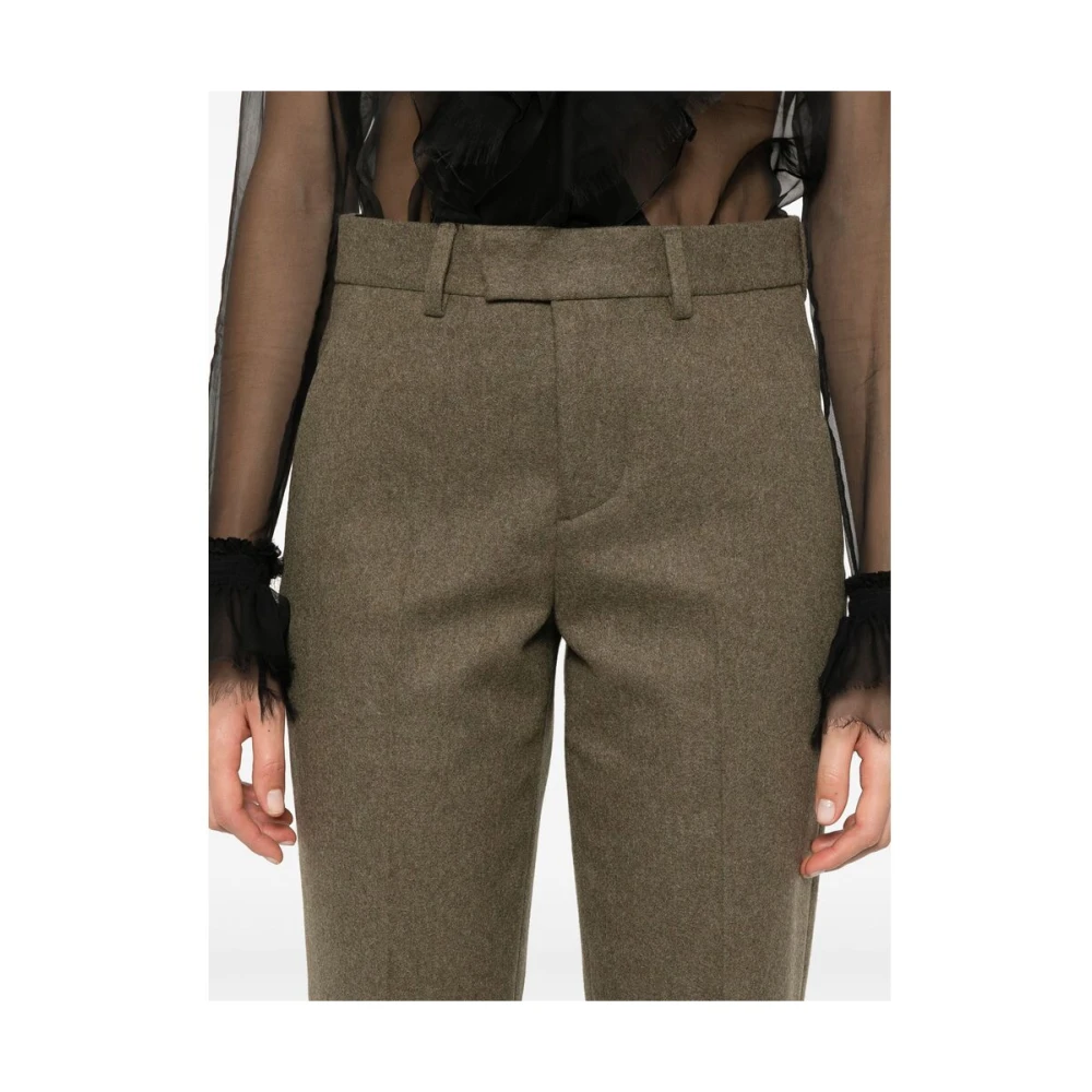 Ann Demeulemeester Groene Wolmix Skinny Fit Broek Green Dames