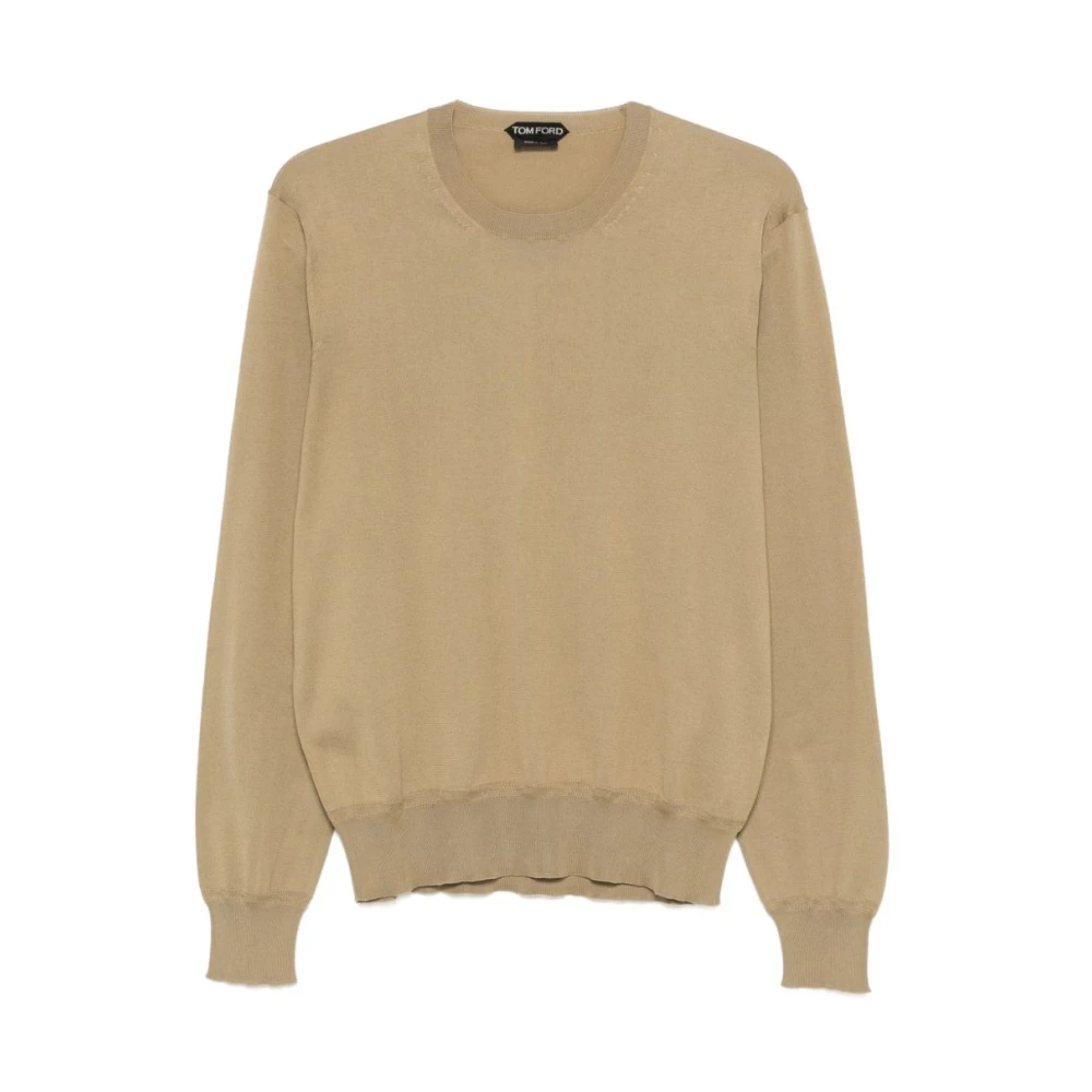 Tom Ford Men's Beige Crew Neck Jumper - Round-Neck Knitwear - M - Knitwear