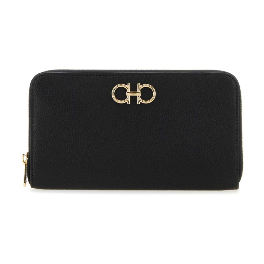 Salvatore Ferragamo Klassieke Zwarte Leren Portemonnee Black Dames