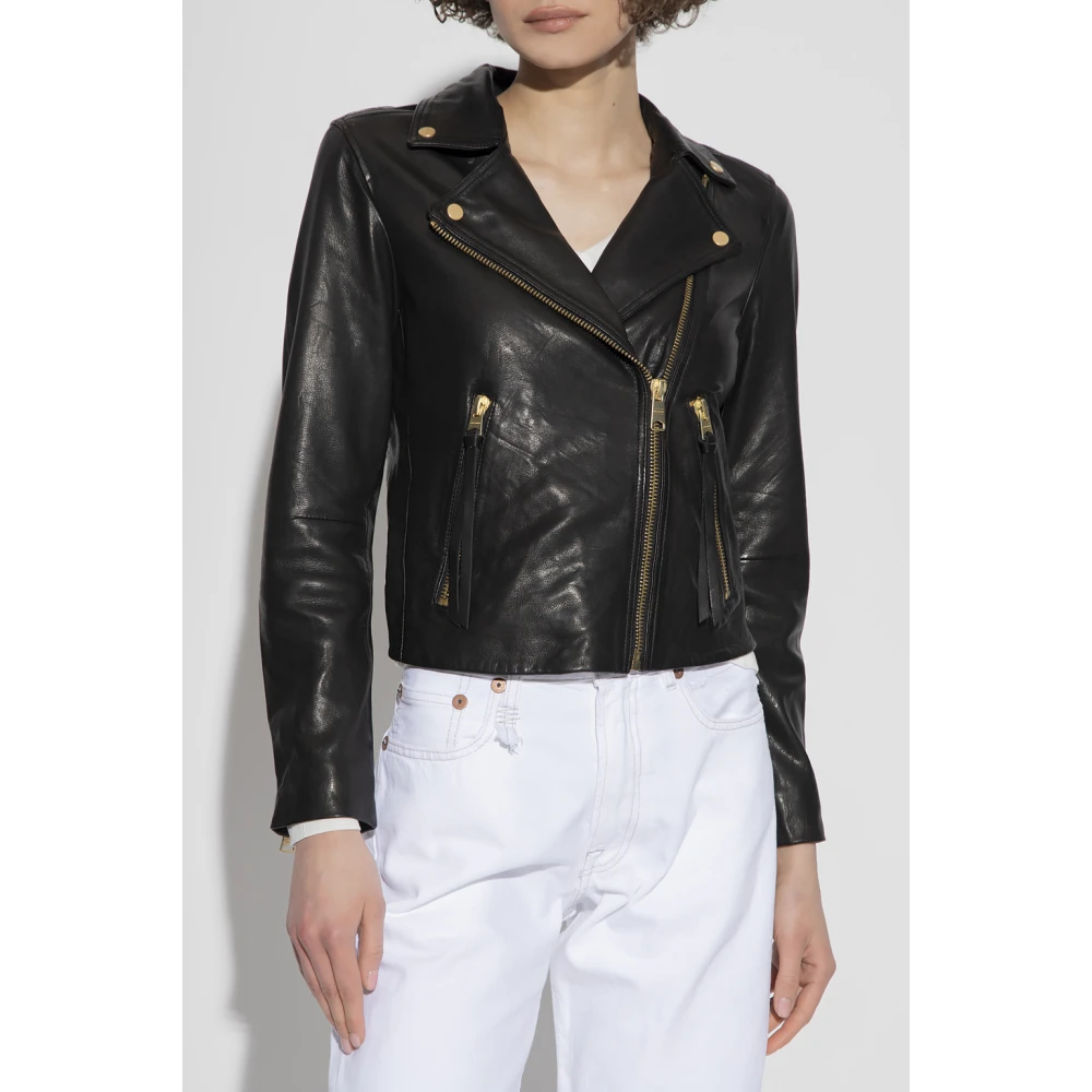 AllSaints Leren Jas Black Dames