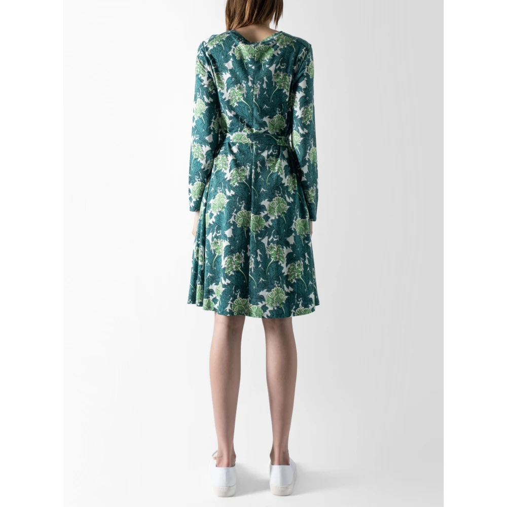 Max Mara Weekend Weelderige Midi Jurk met Wijd Uitlopende Rok Green Dames
