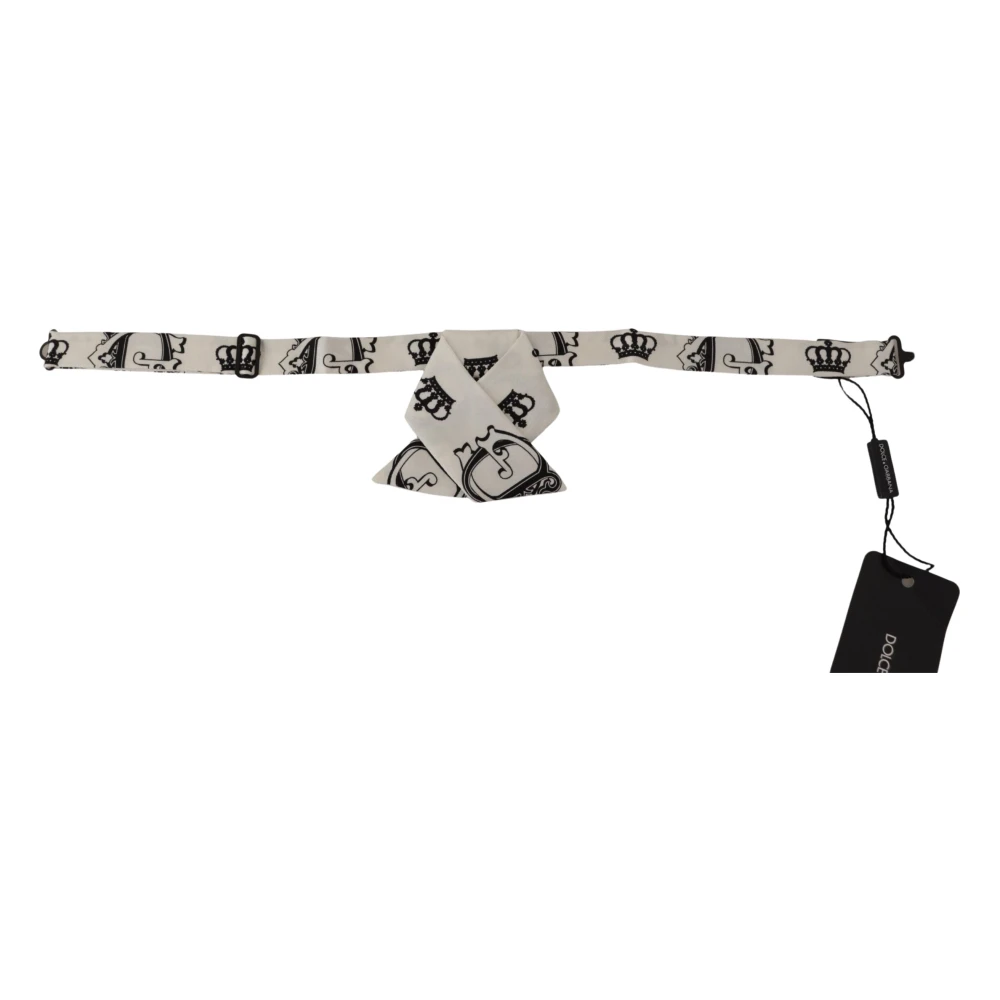 Dolce & Gabbana Kroonpatroon Zijden Strik White Heren