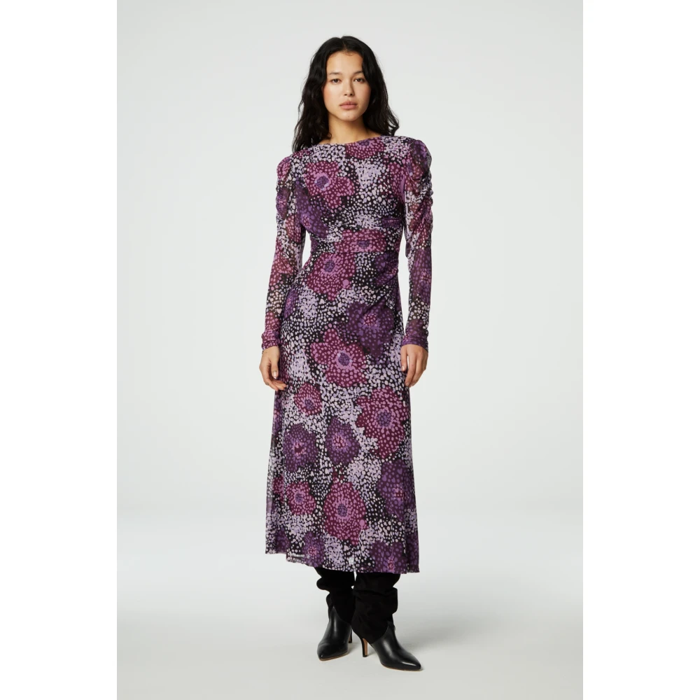 Fabienne Chapot Midi jurk met geplooide mouwen Purple Dames