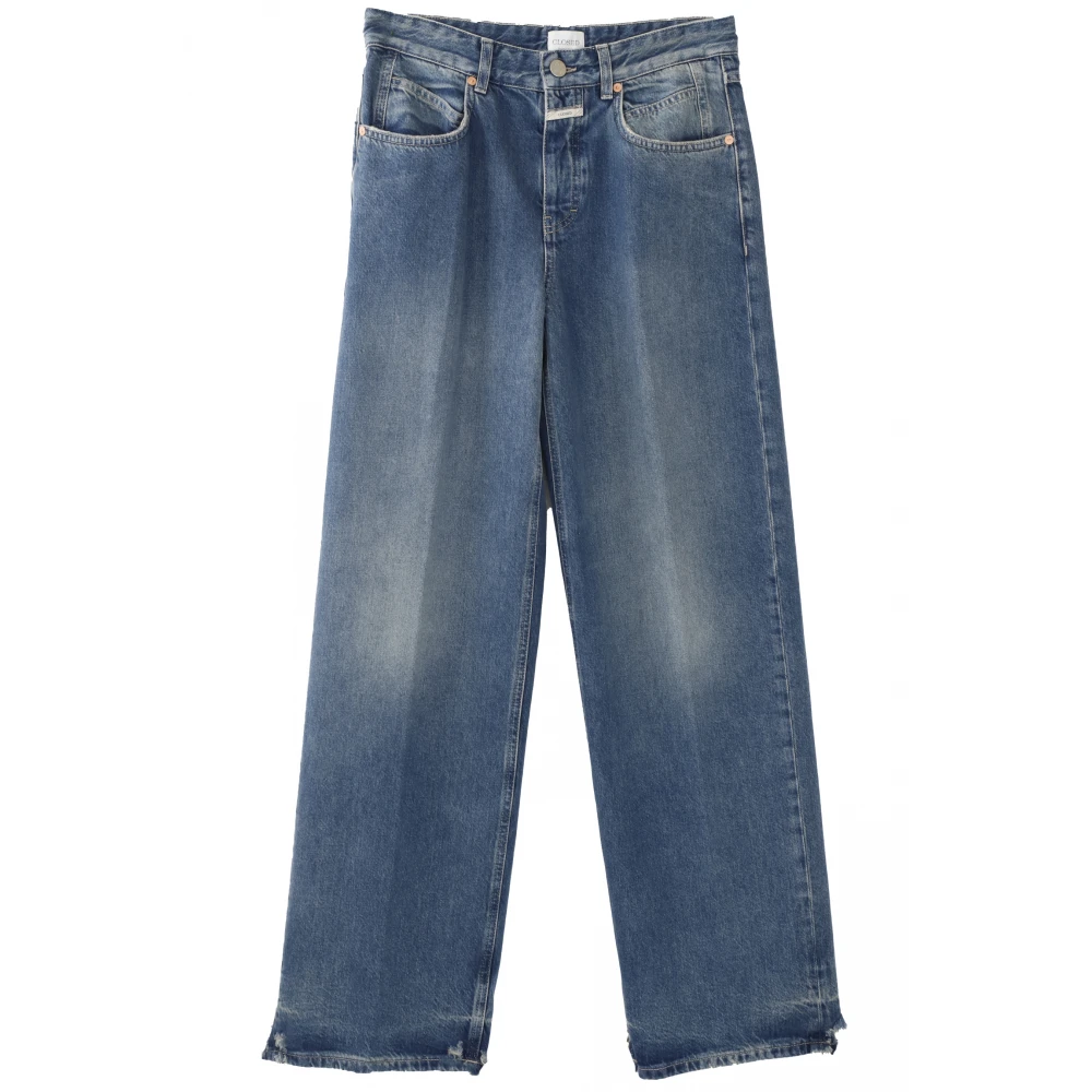 Closed Wijde pasvorm denim jeans met versleten details Blue Dames