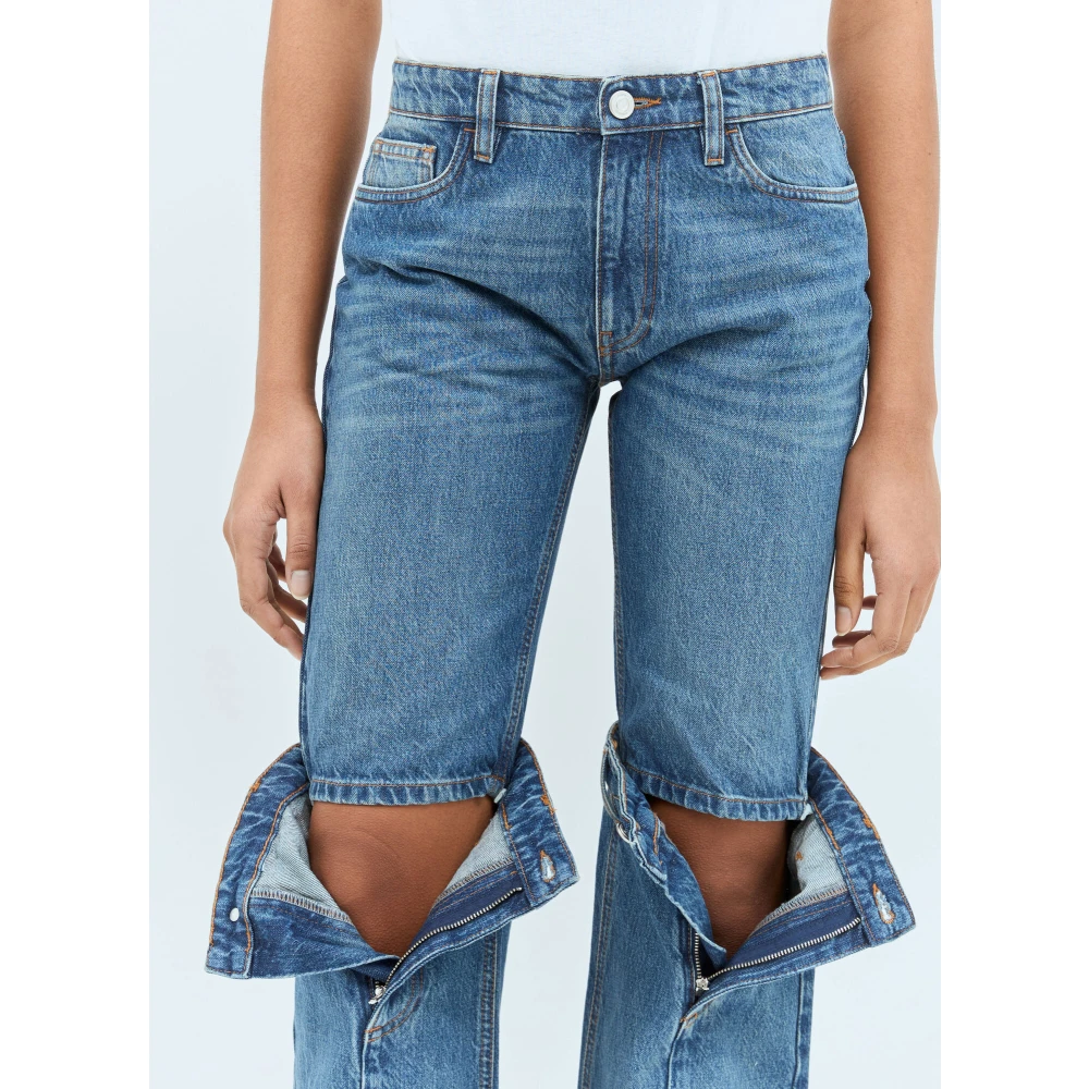 Coperni Open-Knie Straight-Leg Jeans Blue Dames