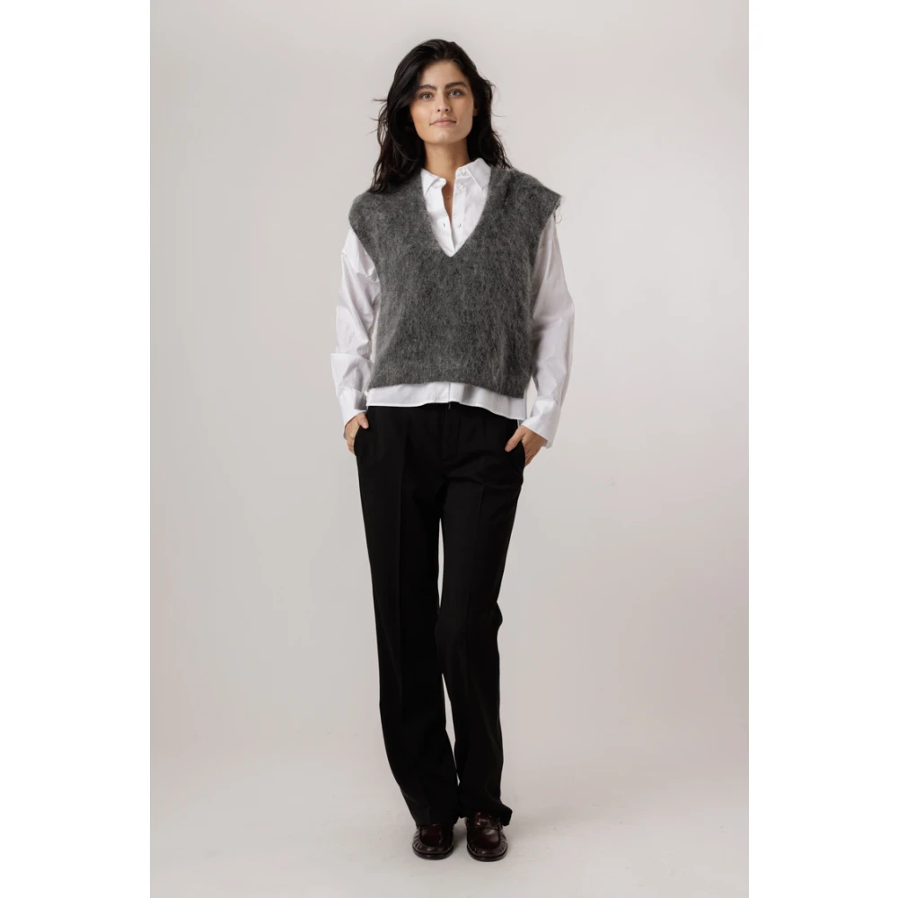 closed Zwarte Geplooide Taps Toelopende Broek Black Dames