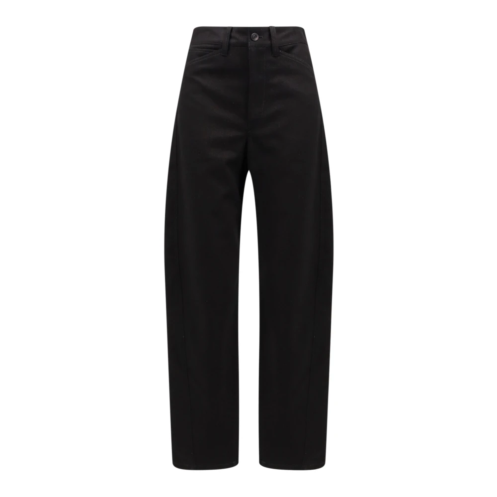 Lemaire Hoge Taille Gedraaide Katoenen Broek Black Dames