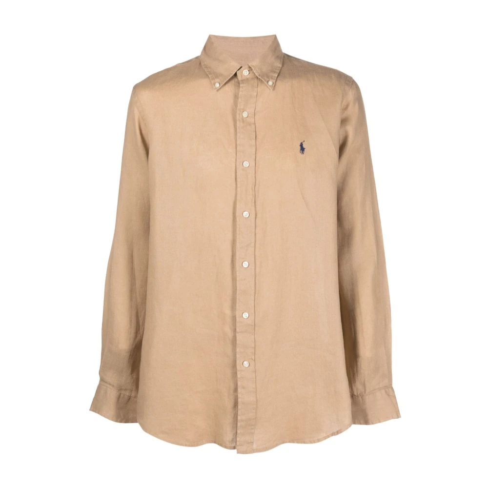 Polo Ralph Lauren Broderad Linneskjorta Beige, Herr