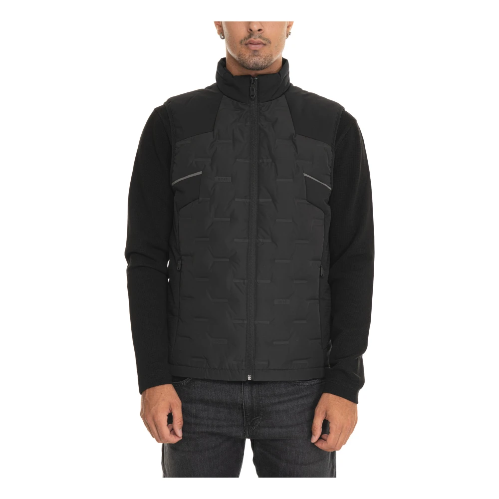 Boss Gewatteerd Vest met Rits en Koordtaille Black Heren