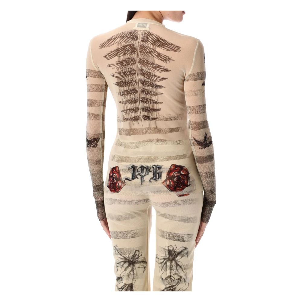 Jean Paul Gaultier Mesh Tattoo Mariner Topwear Beige Dames