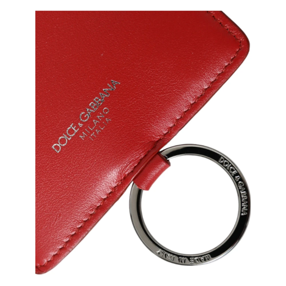 Dolce & Gabbana Rode Leren Logo Kaarthouder Portemonnee Red Unisex