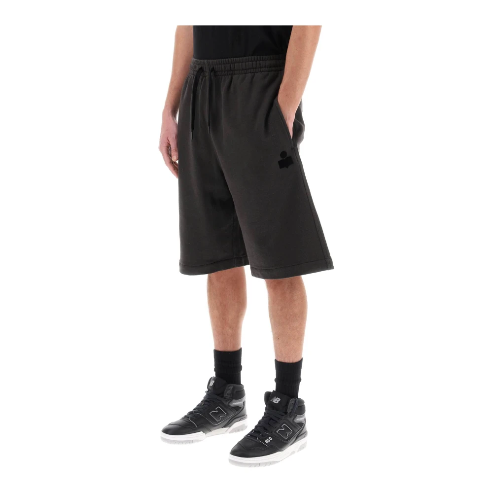 Isabel marant Sweatshorts van biologisch katoen met vervaagd effect Black Heren
