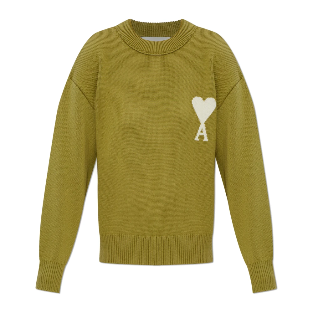 Ami Paris Vrouw Groente Truien & Vesten Dames, Groen, M, Katoen, Oversized Trui