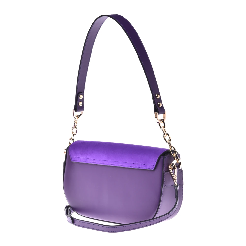 Baldinini Schoudertas in paars suède en leer Purple Dames