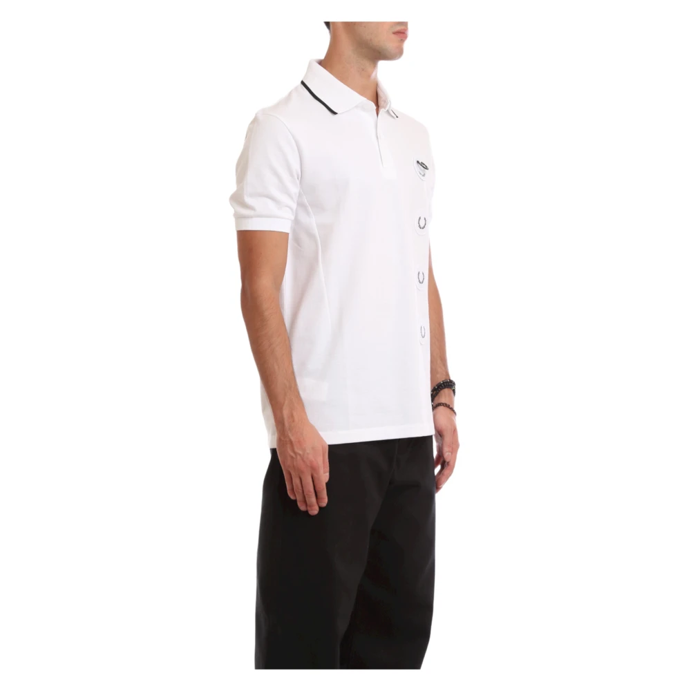 Fred Perry Patch Polo Shirt in Wit White Heren