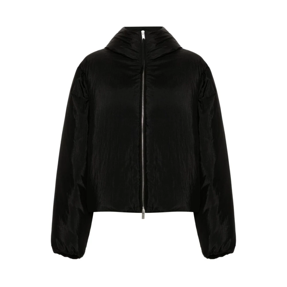 Jil Sander Zwarte Gewatteerde Donsjas Hoge Hals Black Dames