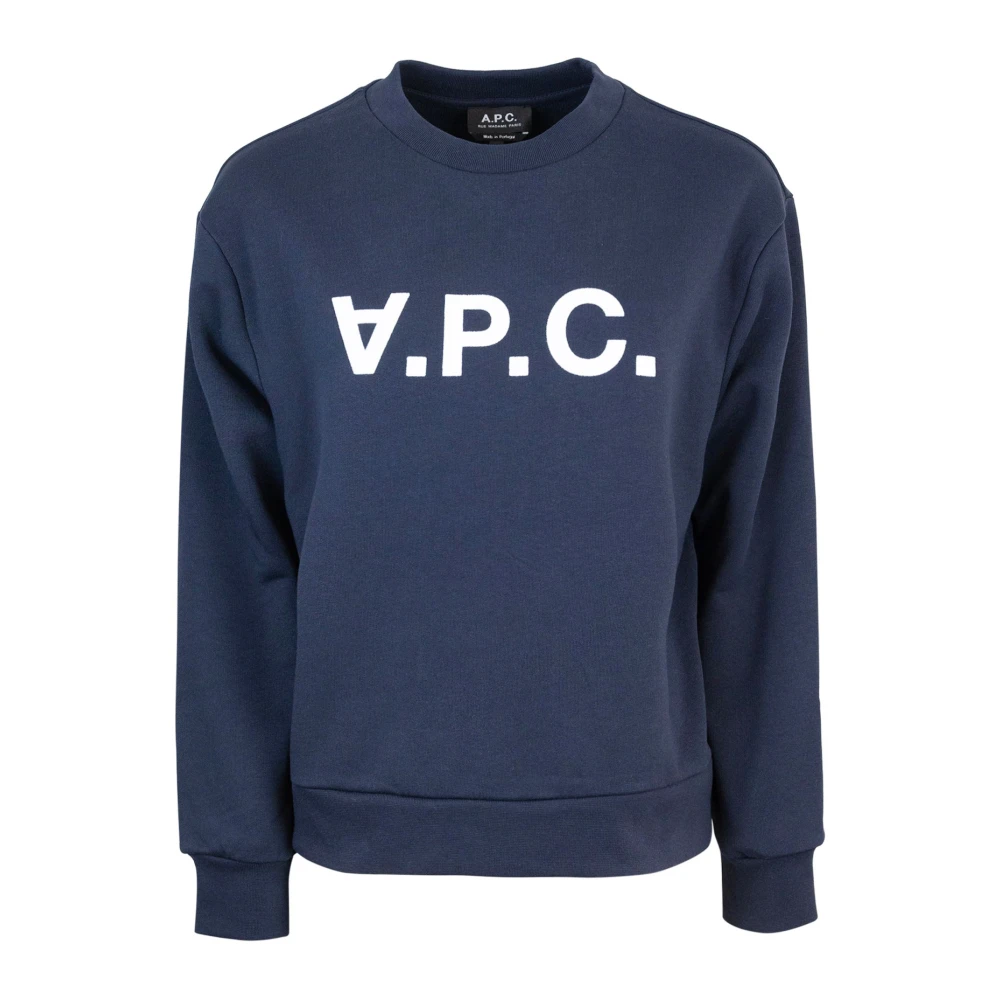 A.p.c. Blauwe Sweaters met Velvet Logo Blue Dames