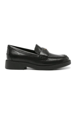 Svart läder Loafer Flats
