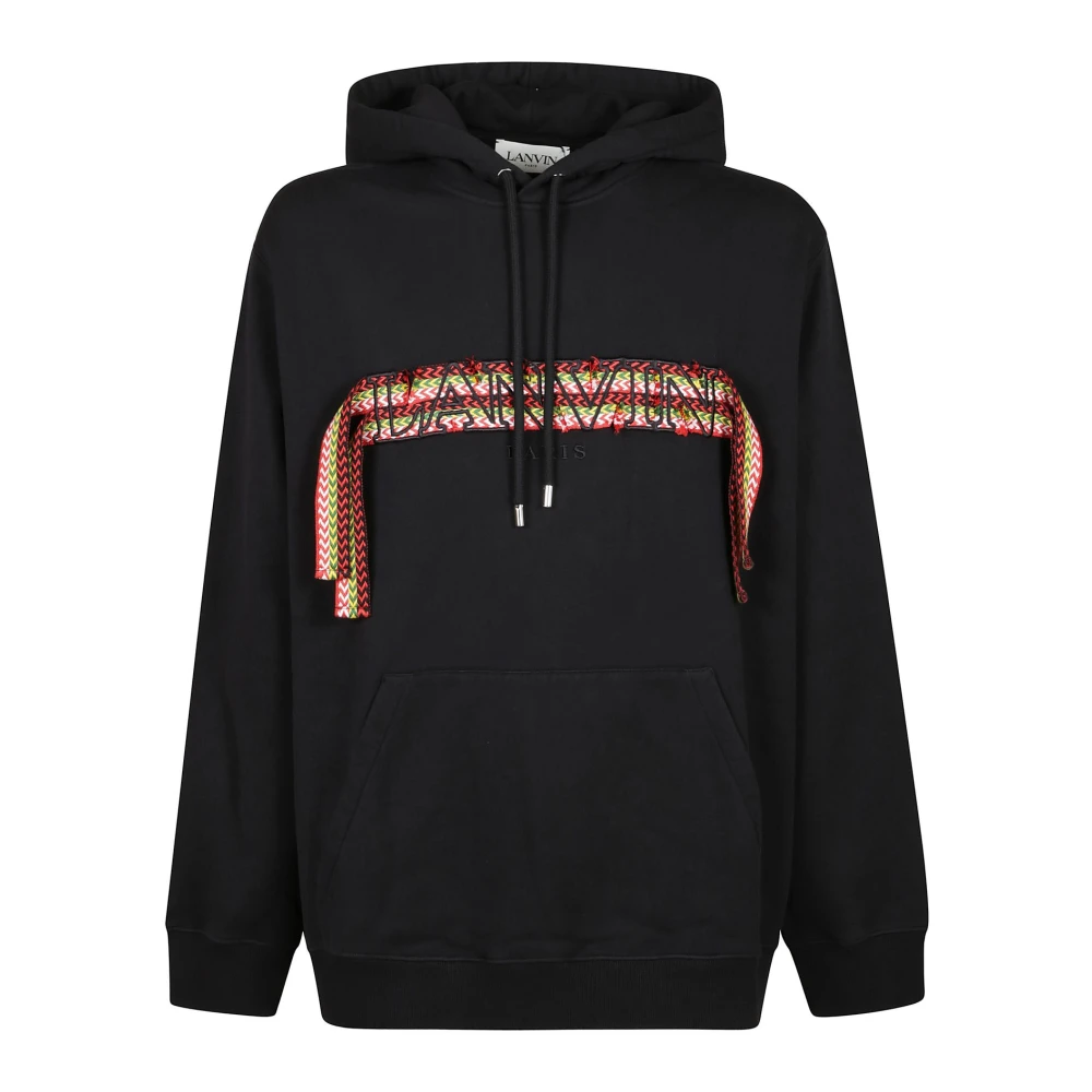 Lanvin Black Oversized Hoodie With Curb Lace - Male - Hoodies - L - Sweatshirts & Hoodies