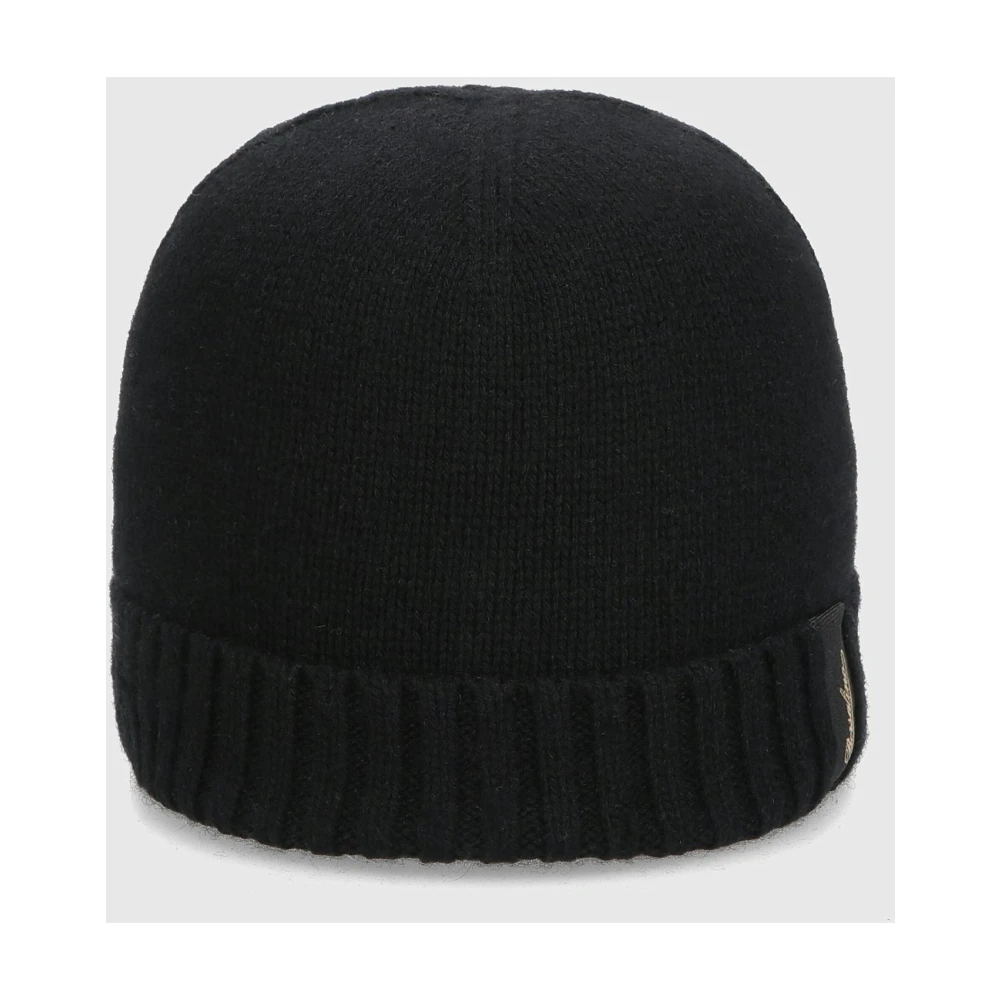 Borsalino Zachte Eco Cashmere Geribbelde Beanie Black Unisex