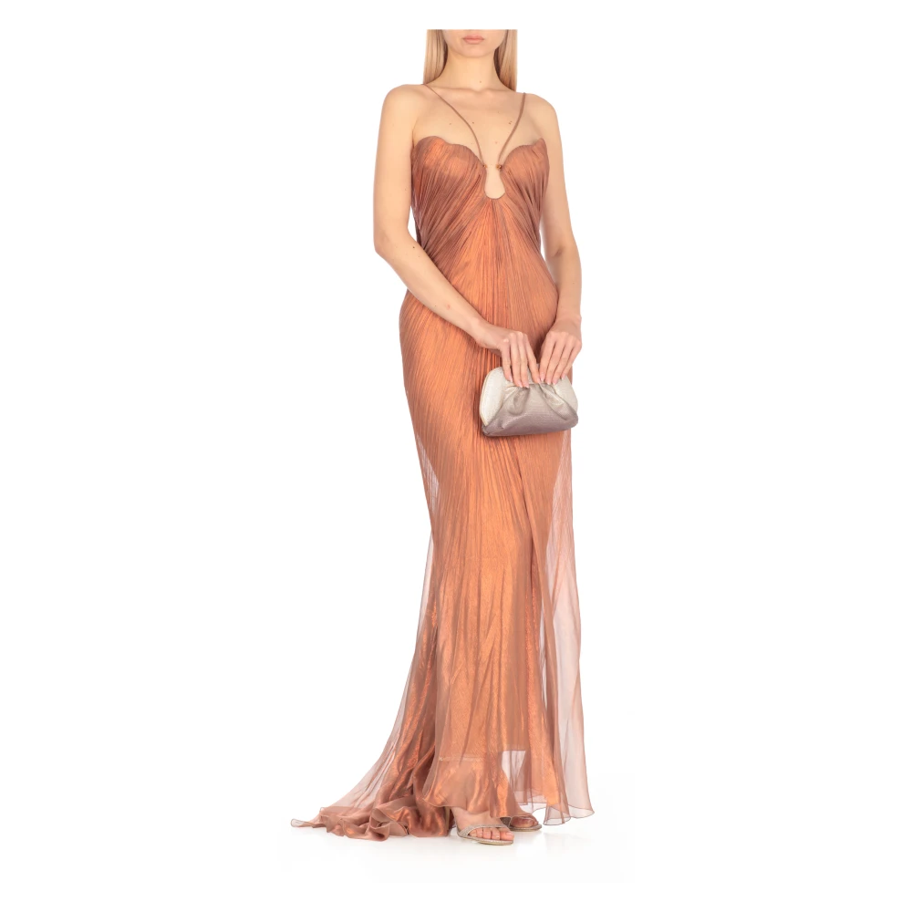 Maria Lucia Hohan Bronzen Zijden Jurk met Bandjes Brown Dames