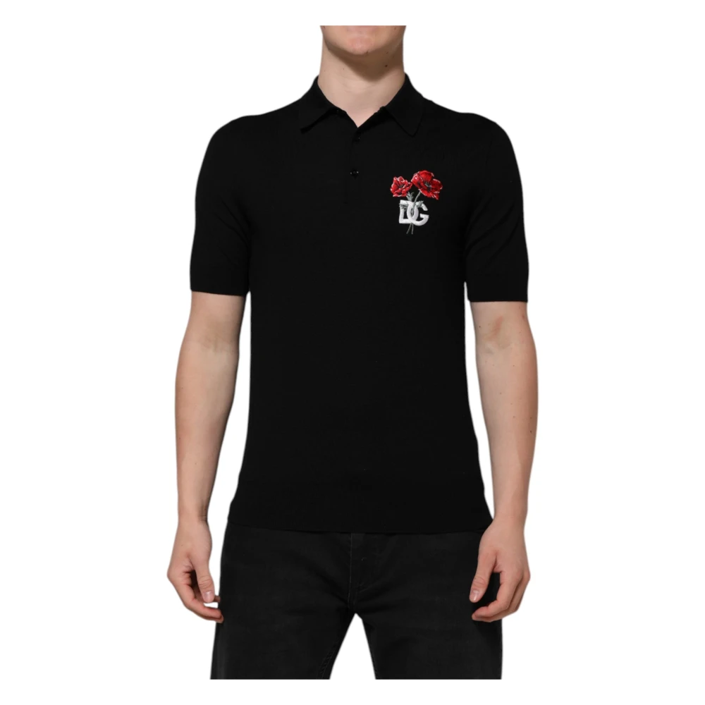 Dolce & Gabbana Men's Black Polo Shirts, 3XL, Polo T-Shirt