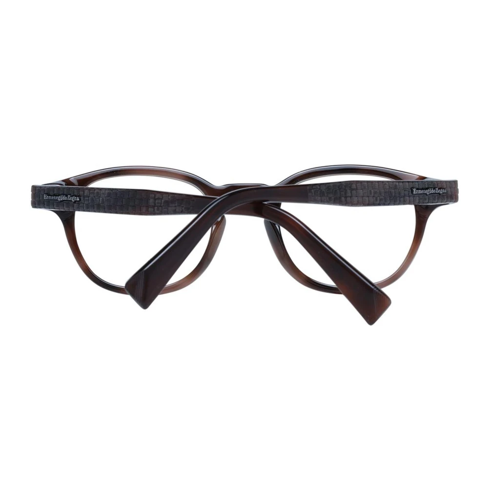 Ermenegildo Zegna Bruine Ronde Kunststof Optische Monturen Brown Heren