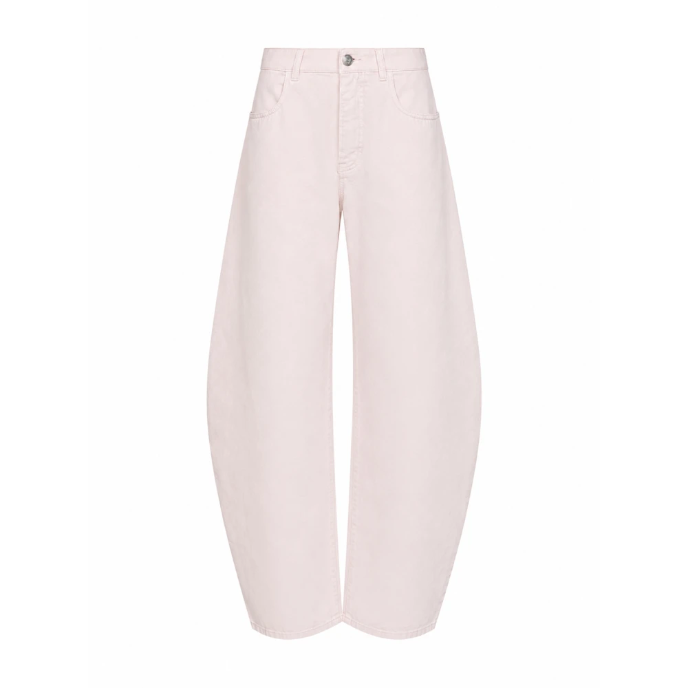 Alaïa Vrouw Roze Jeans Dames, S, Denim, Round Denim Pants