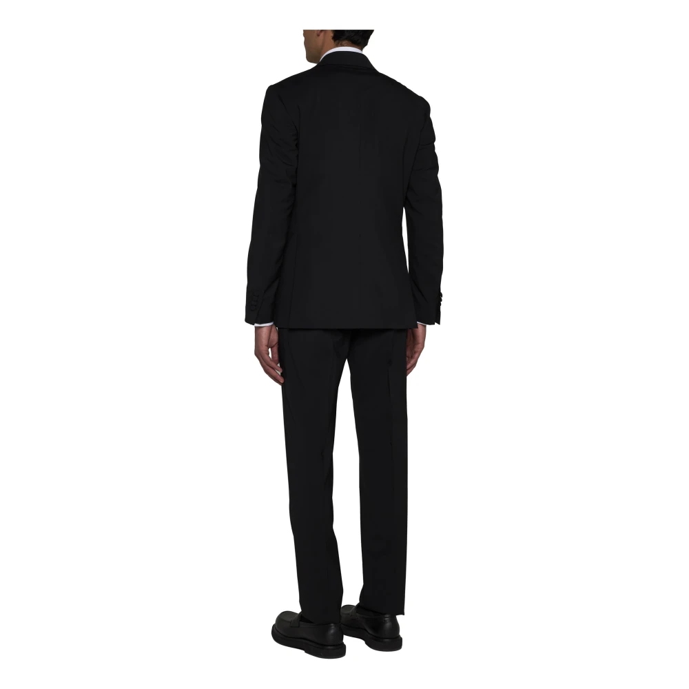 Lardini Zwart op maat gemaakt jasje en broek set Black Heren